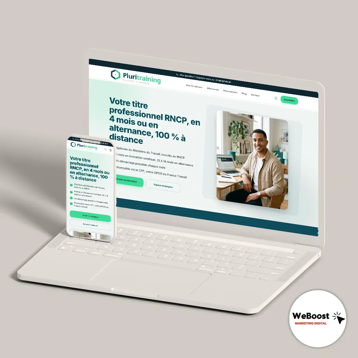 Aperçu du site réalisé pour Pluritraining